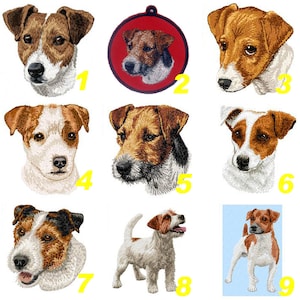 Jack Russell, badge, embroidered patch, jack russell terrier, machine embroidery, canine embroidery, iron-on, to sew, K9, by team numérik