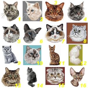 ricamo gatto, distintivo gatto ricamato, birmano, lince, bambola di pezza, persiano, ricamo a macchina, termoadesivo, cucito, del team numérik