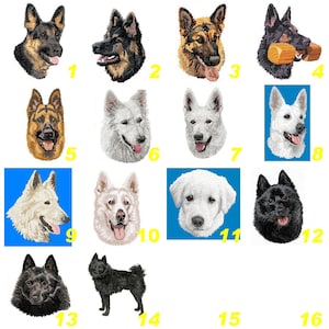 Aplique bordado, Pastor Alemão, Pastor Branco Suíço, Schipperke, para passar a ferro ou costurar, cão de trabalho, da RecyClick