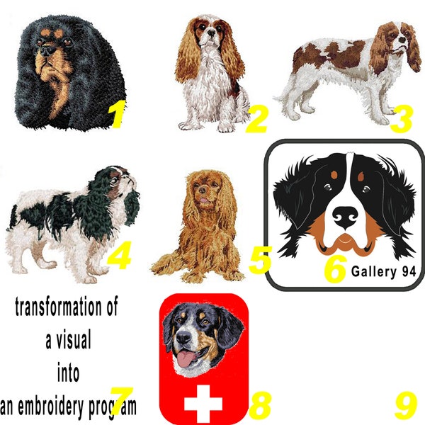 Cavalier King Charles, CKC, crest, embroidered patch, dog breed, ruby, blenheim, machine embroidery, iron-on, sewing, by team numerik