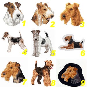 fox terrier,airedale,regalo per gli amanti dell'airedale,stemma,toppa ricamata,ricamo a macchina,termoadesiva,cucito,K9,del team numérik