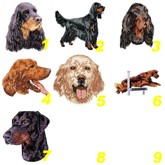 Setter, Gordon Setter, doberman, écusson patch brodé themocollant, broderie machine, broderie canine, agility, Team Numérik