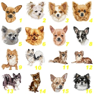 Chihuahua, geborduurd embleem, hondenras, lang- en kortharig, strijkbaar machineborduurwerk, opnaaibaar, K9, van Recyclick