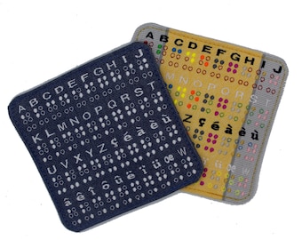 Educational board for learning Braille. Alphabet letters. In embroidered fabric. Promotes learning inclusion By Team Numérik