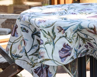 Mantel tapiz botánico, mantel jacquard floral lavable