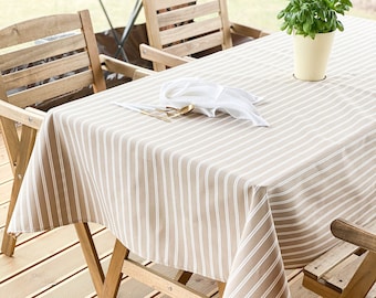 Striped garden tablecloth with umbrella hole, waterproof outdoor tablecloth, nautical patio tablecloth, Express shipping