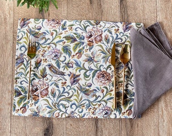 Classy Jacquard Placemats, Dining Table set,  Elegant place setting, Traditional Tapestry placemats, Rectangle Washable placemat set of 4
