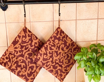 Rustic kitchen pot holder (1 pcs.), premium  durability pot holder, tapestry quilted heat pad, farmhouse kitchen decor