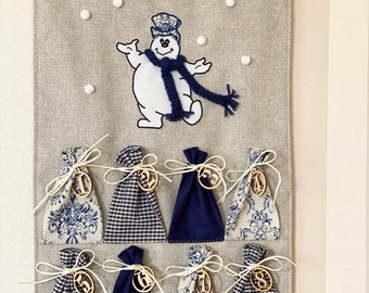 Calendario de Adviento de tela con muñeco de nieve bailando, cuenta atrás para Navidad, idea de regalo para bodas de invierno