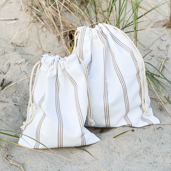 Gestreepte waterdichte badpaktas, natte bikinitas met trekkoord, gepersonaliseerde waterbestendige strandtas