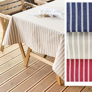 Striped garden tablecloth with umbrella hole, waterproof outdoor tablecloth, nautical patio tablecloth, Express shipping