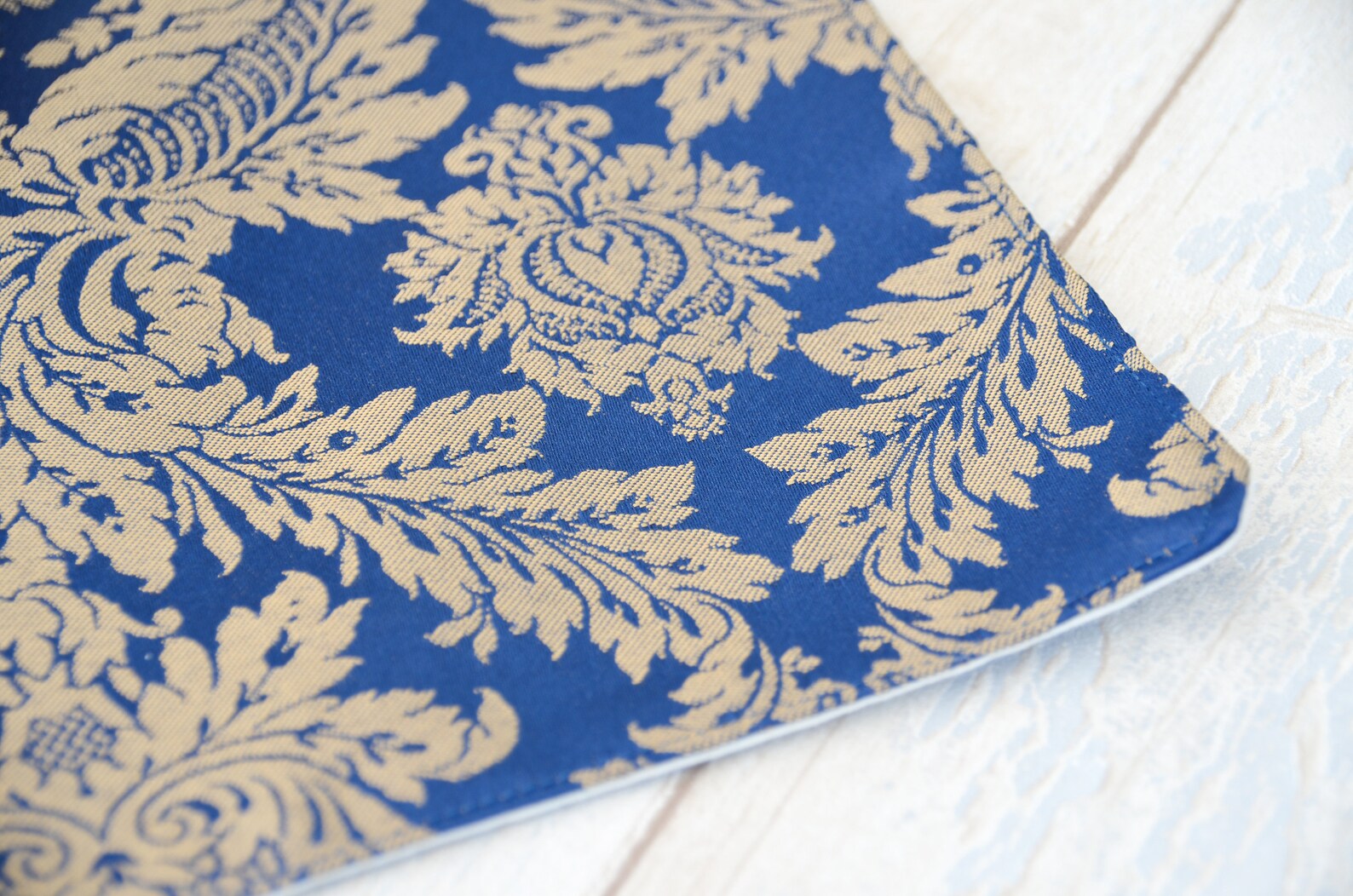 Blue Damask Print Placemat Place Mat Made of Jacquard Etsy