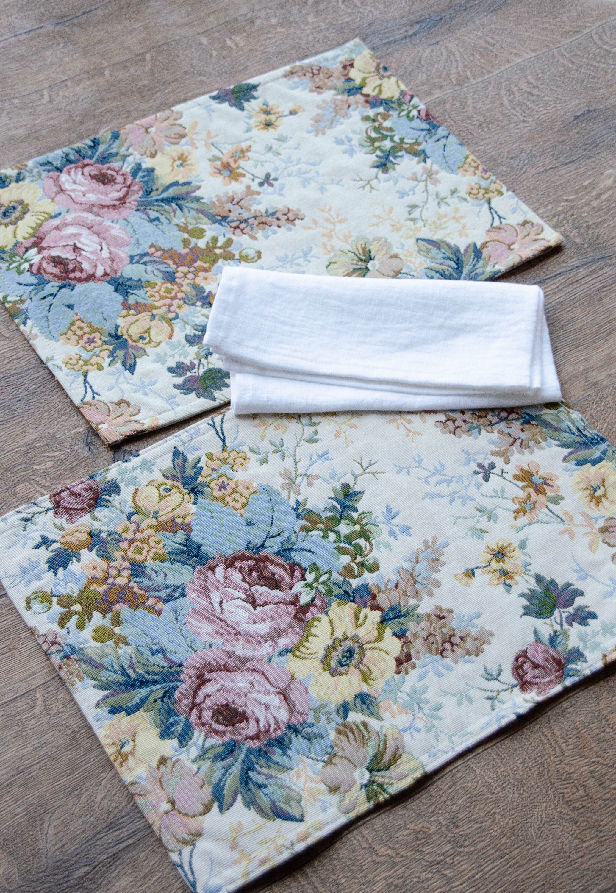 Tapestry placemats with roses botanical placemat floral Etsy