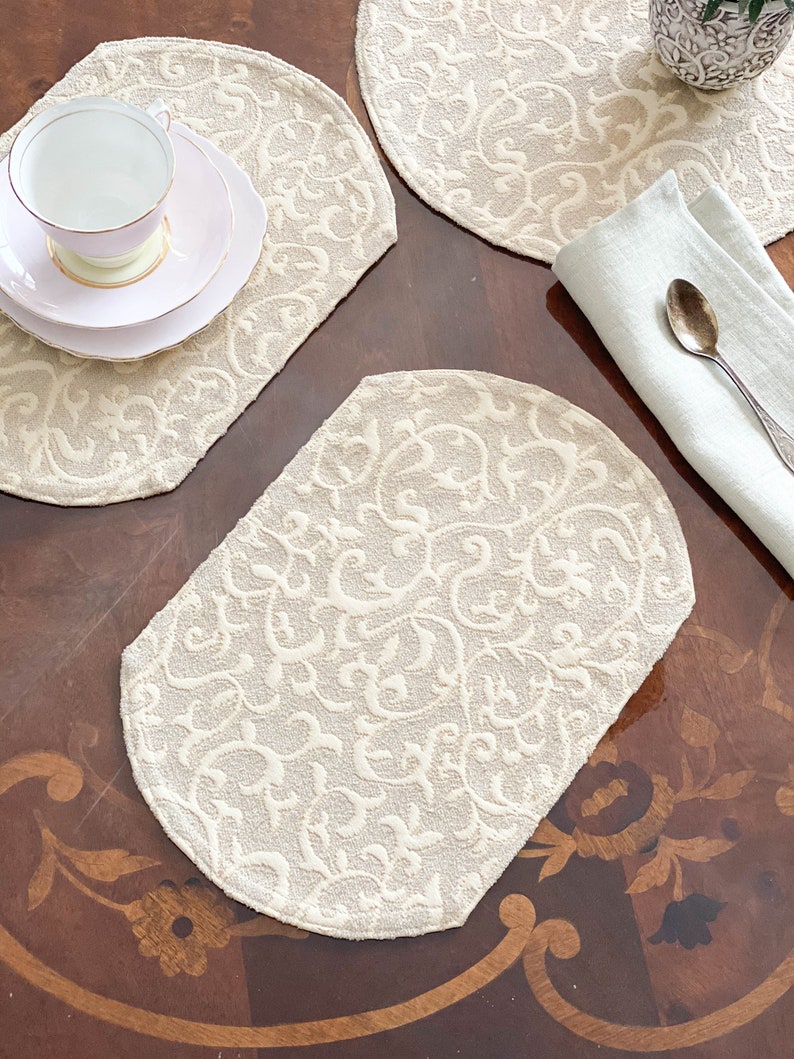 Round Oval Jacquard PLACEMAT Set Heavy Moroccan Placemats Etsy