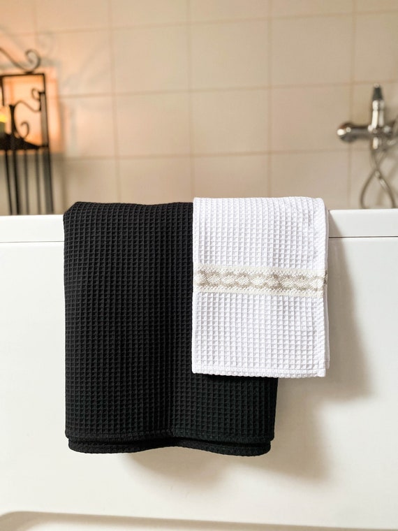 Black Organic Cotton Waffle Towel Lightweight Whitest White Bath Towel Absorbent XL Bath Sheet Guest Bathroom Towel Set Waffle Tea Towel Etsy Ireland