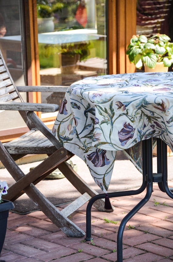 Botanische Gobelin Tischdecke, waschbare florale Jacquard Tischdecke