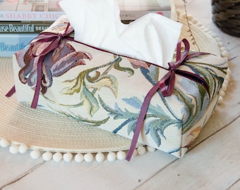 Housse de boîte à mouchoirs en tissu de tapisserie florale - décoration chaleureuse pour la maison et le bureau