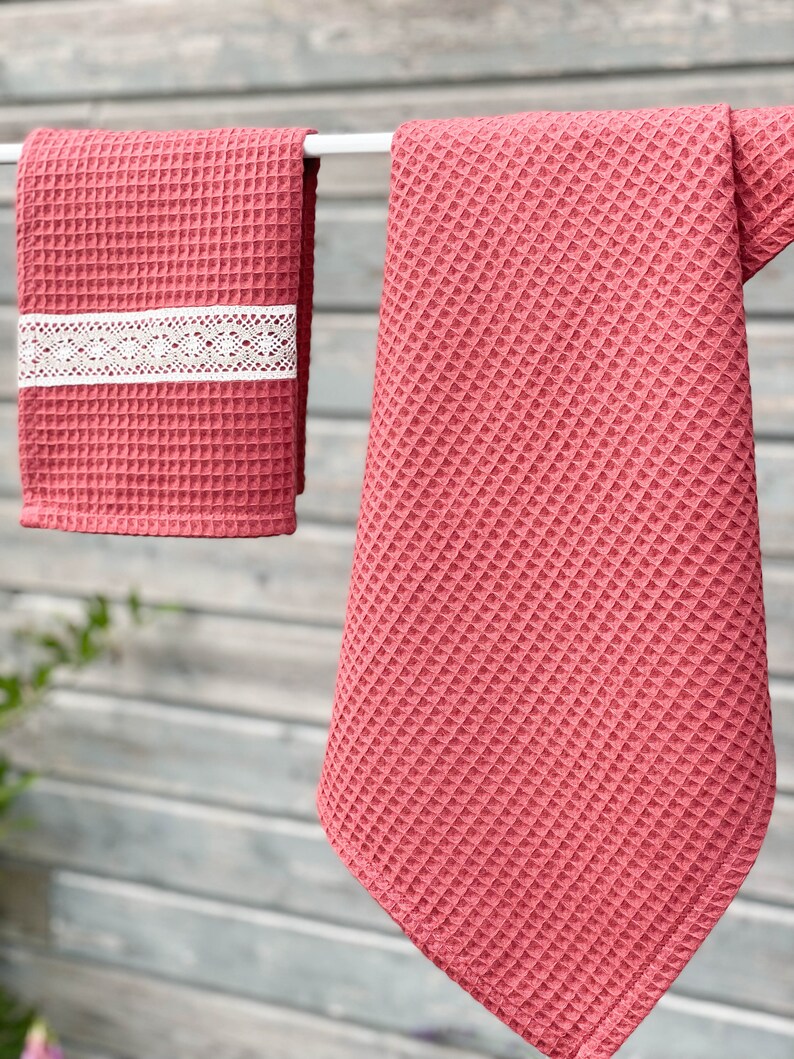 Royal Rose Waffle Cotton Hand Towel - Thumbnail 2