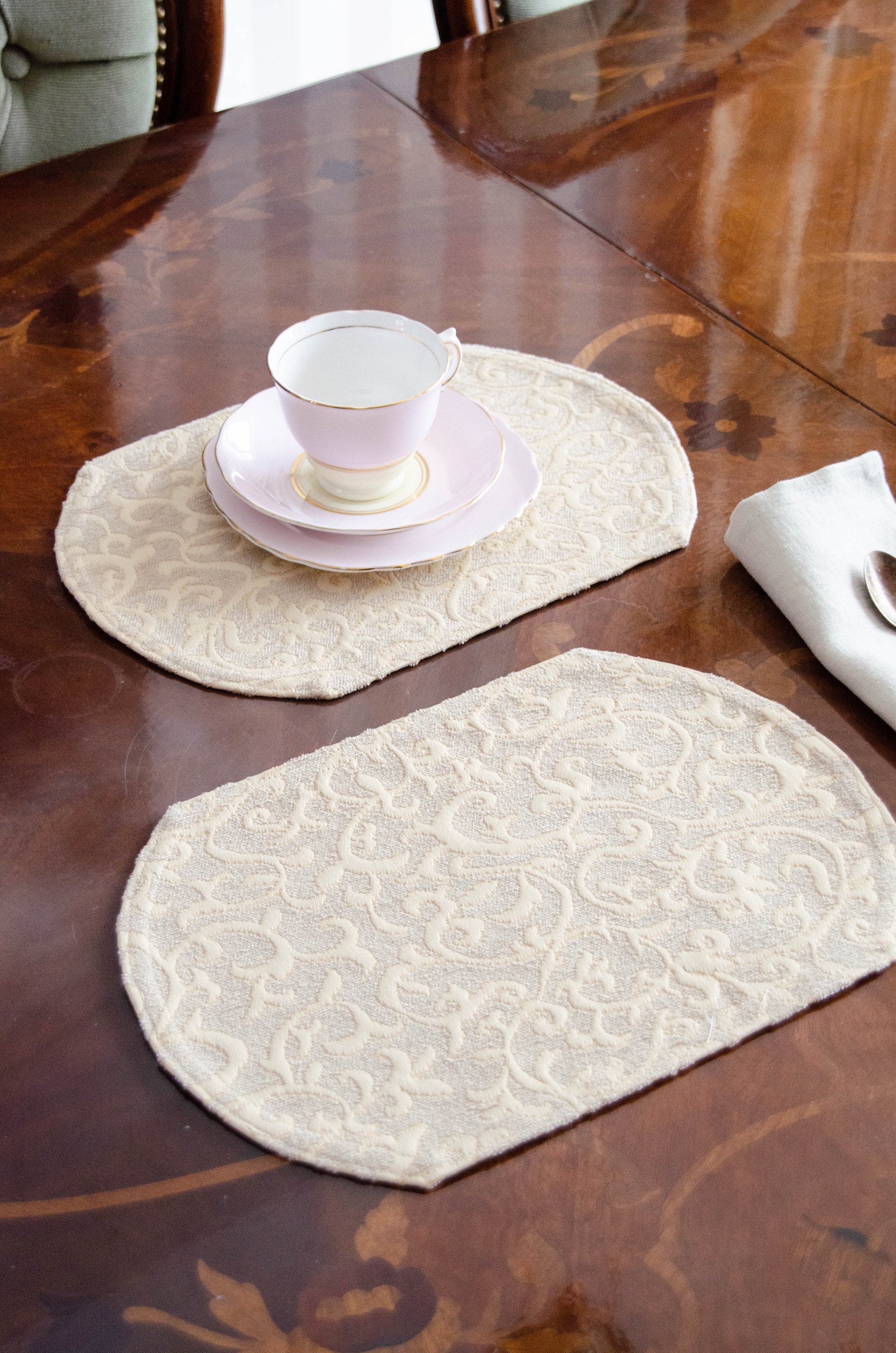 V-Shine Ronde Tafelplacemats Set - Hittebestendige Wasbare Placemats Kaki