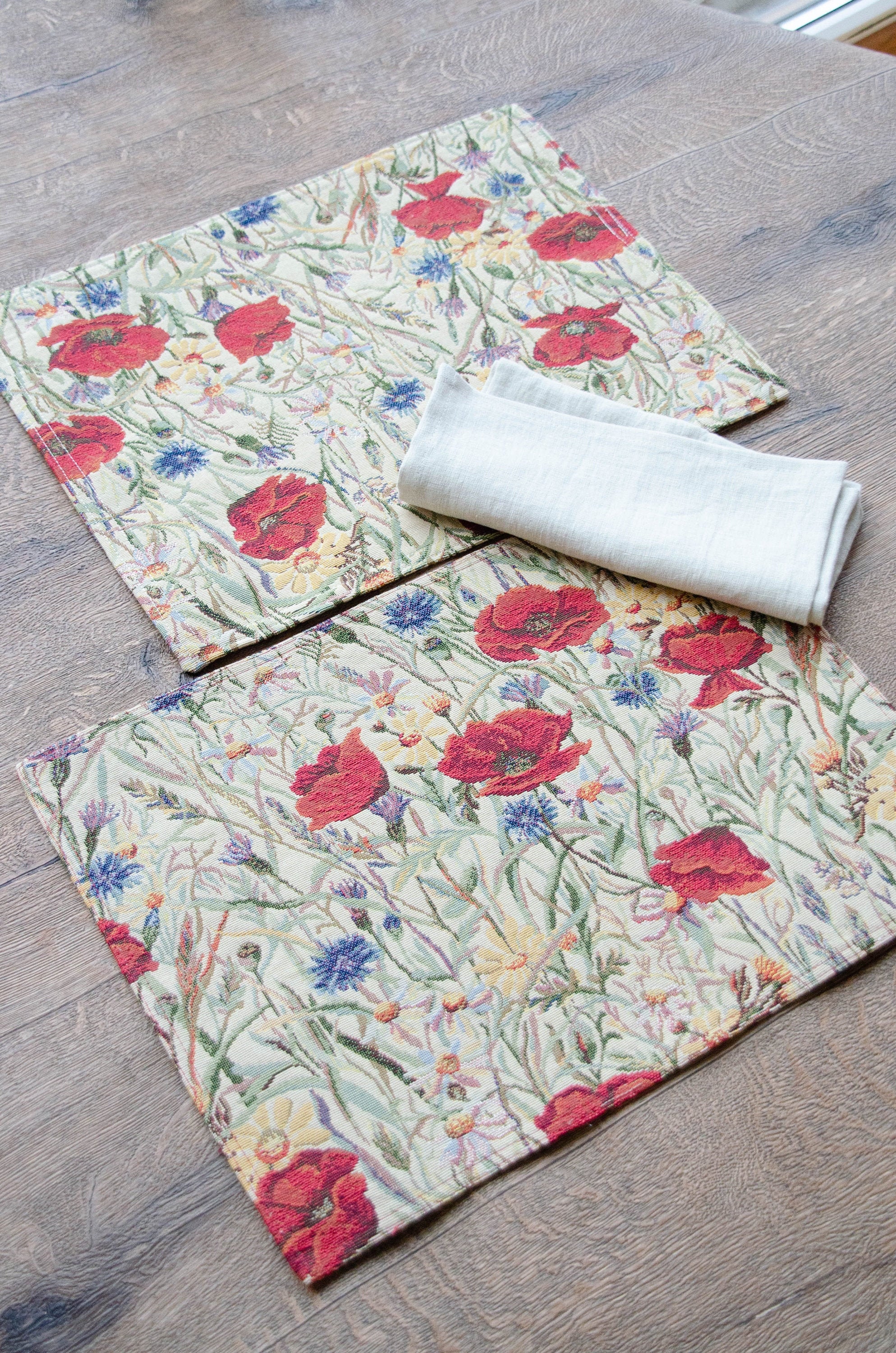 Cloth Placemats Bold Moroccan Floral Flowers Botanicals Folk Art Set of 2