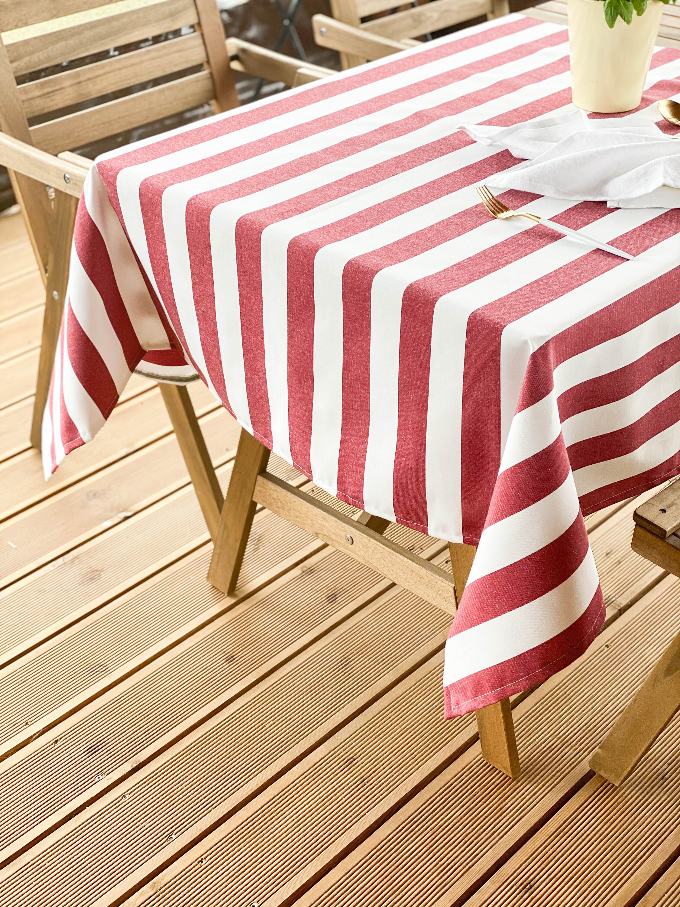 Striped garden tablecloth waterproof outdoor tablecloth with Etsy
