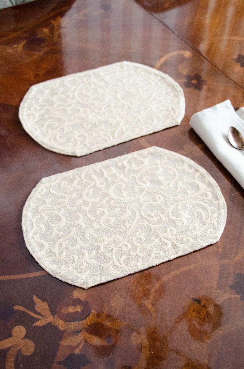 Round Oval Jacquard PLACEMAT Set Heavy Moroccan Placemats Etsy