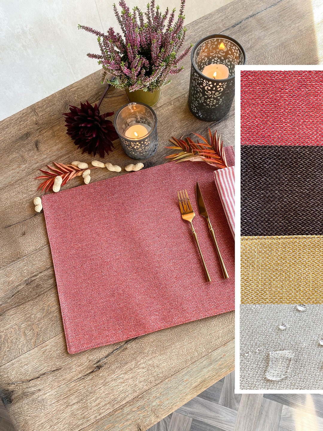 Jacquard Placemats Rectangle Cloth Placemats Set of 4, Washable