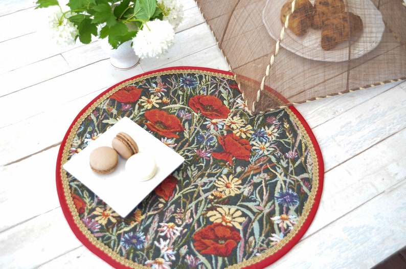 Round Floral Tapestry PLACEMAT Sewn From Durable and Washable Etsy