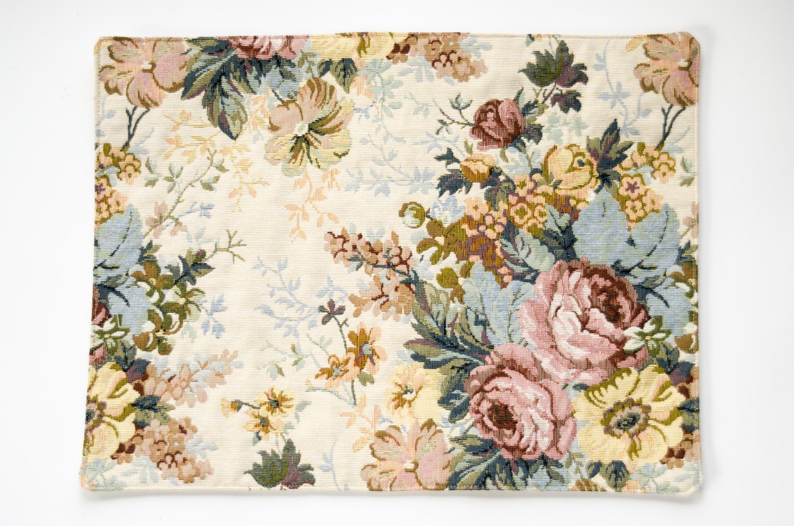 Tapestry placemats with roses botanical placemat floral Etsy