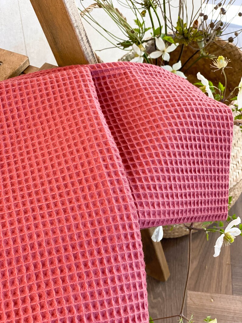 Royal Rose Waffle Cotton Hand Towel - Thumbnail 4