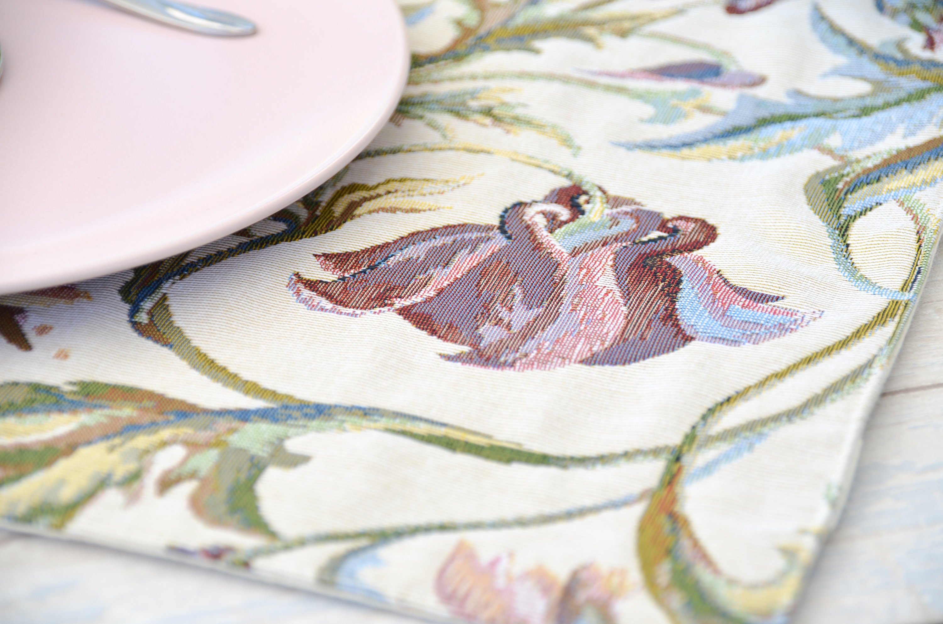 Botanical Heavy Placemats Set Washable Floral Dinner Etsy