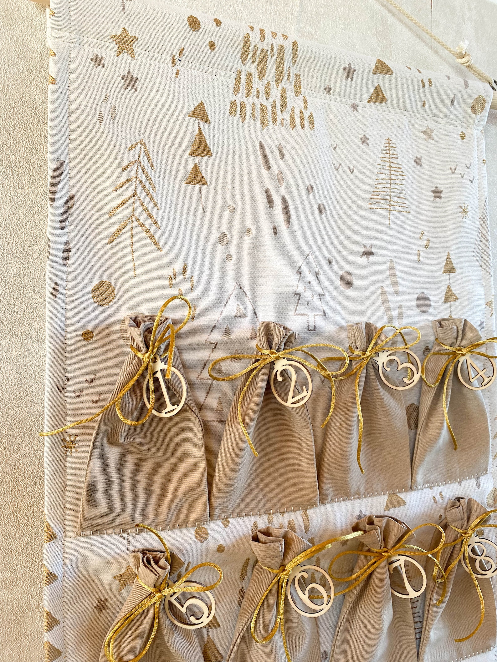 Reusable Advent Calendar Fabric Pocket Advent Calendar Gold Etsy