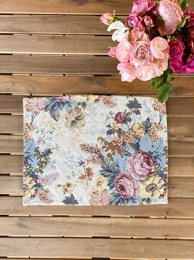 Tapestry placemats with roses botanical placemat floral Etsy