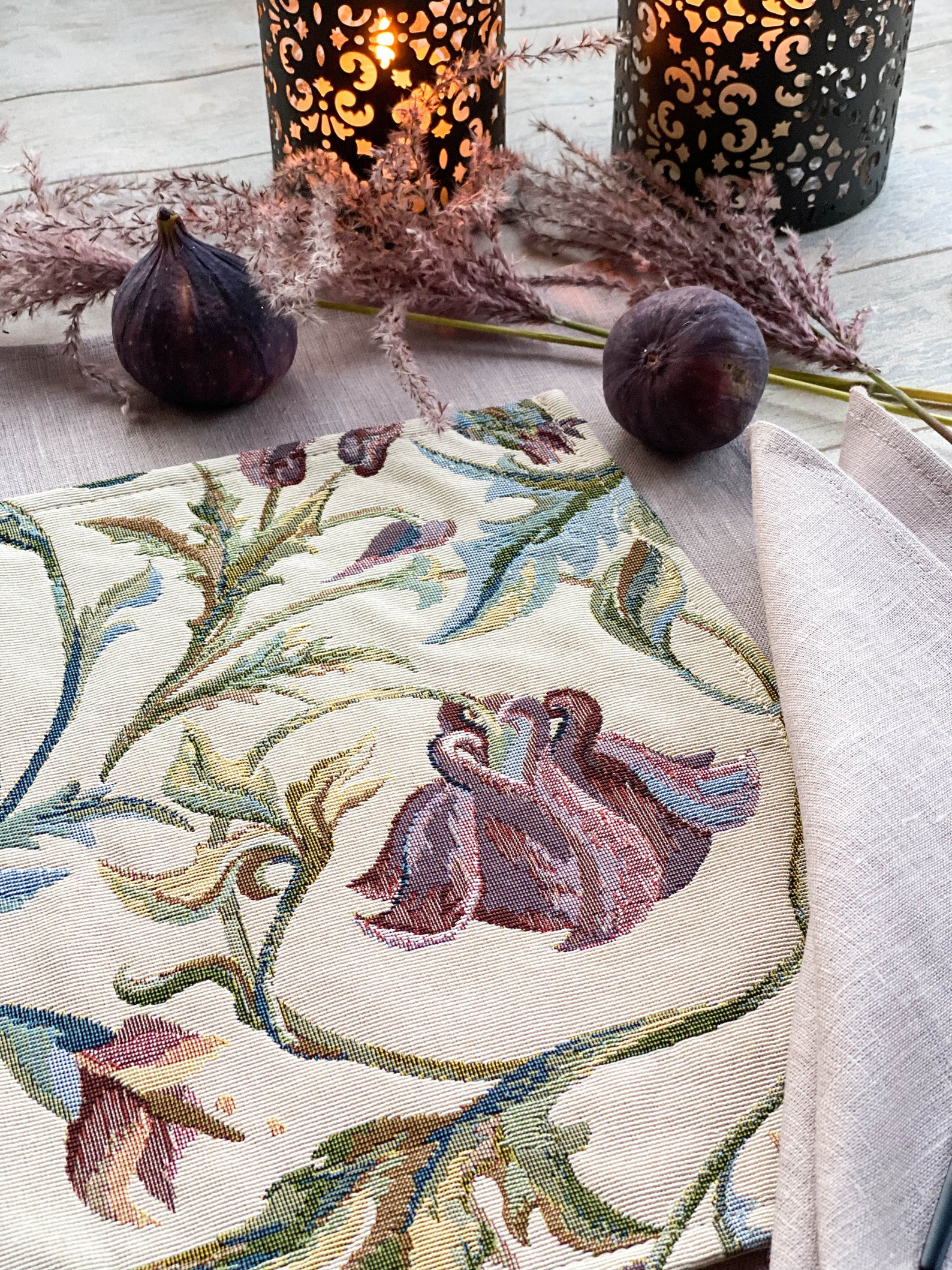 Botanical Heavy Placemats Set Washable Floral Dinner Etsy