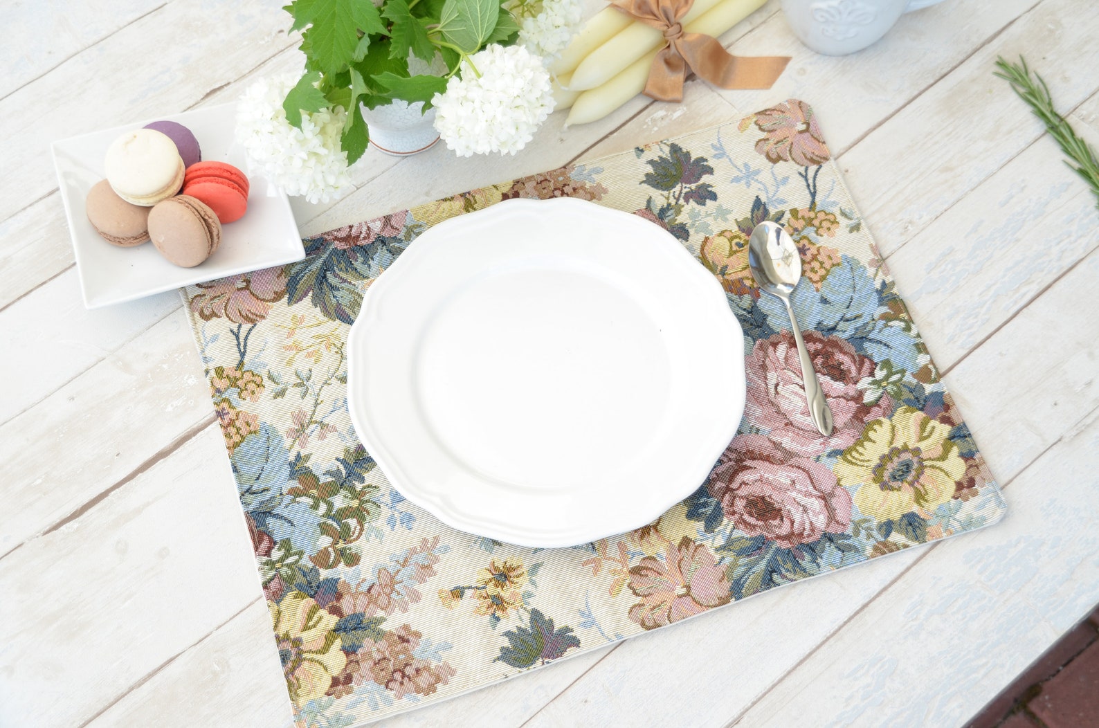Tapestry Placemats With Roses Botanical Placemat Floral Etsy