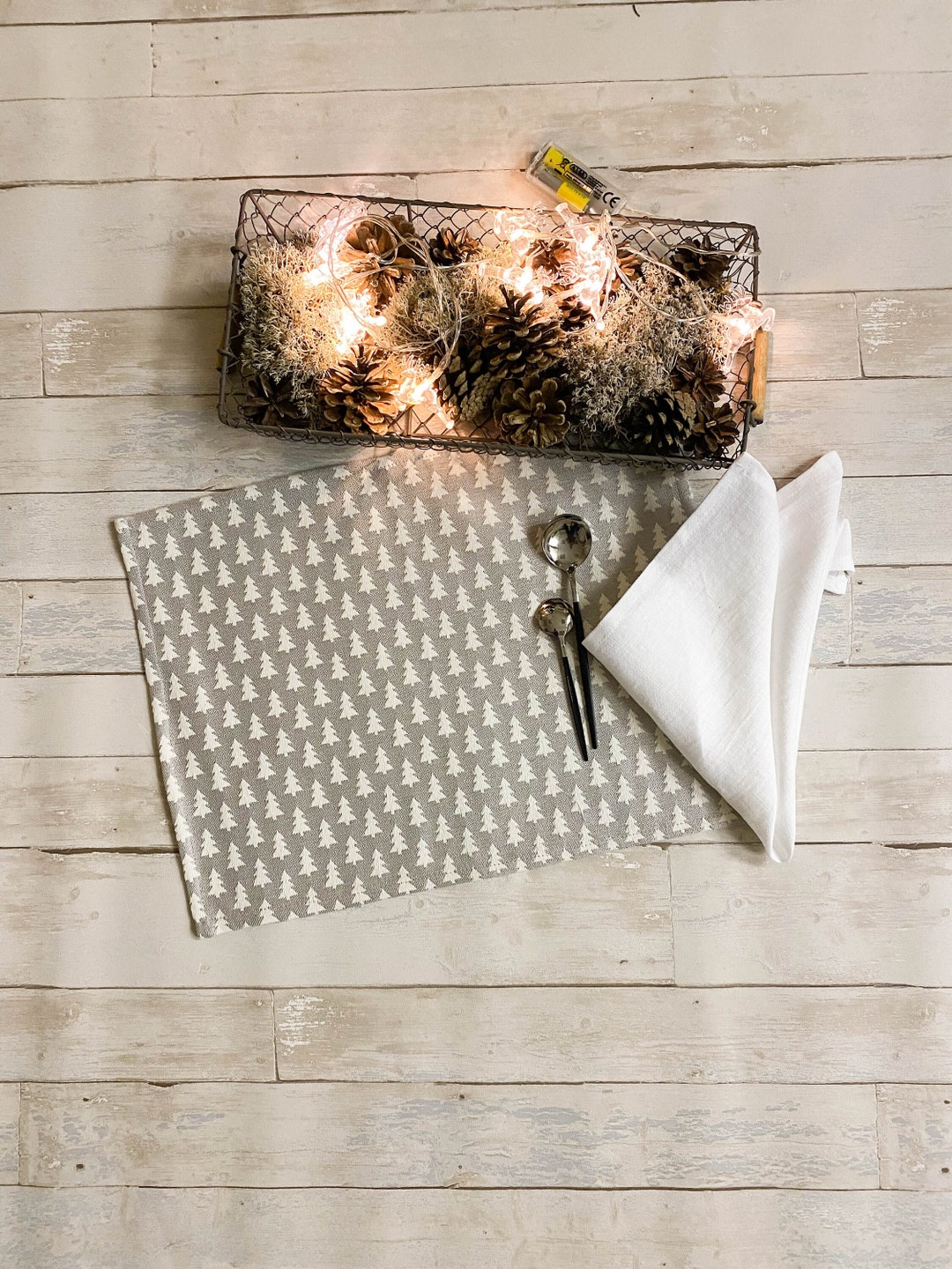 Christmas Placemats Silver White Christmas Mats Jacquard Etsy UK