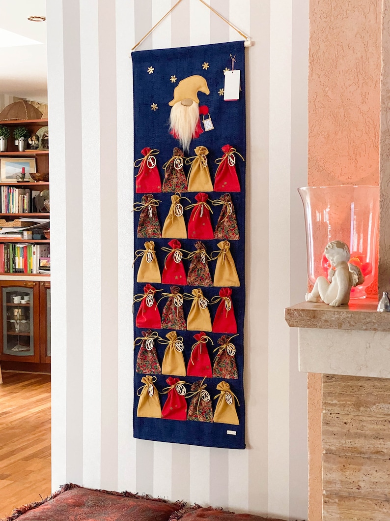 Refillable Fabric ADVENT CALENDAR With Gnome Pocket Advent Etsy