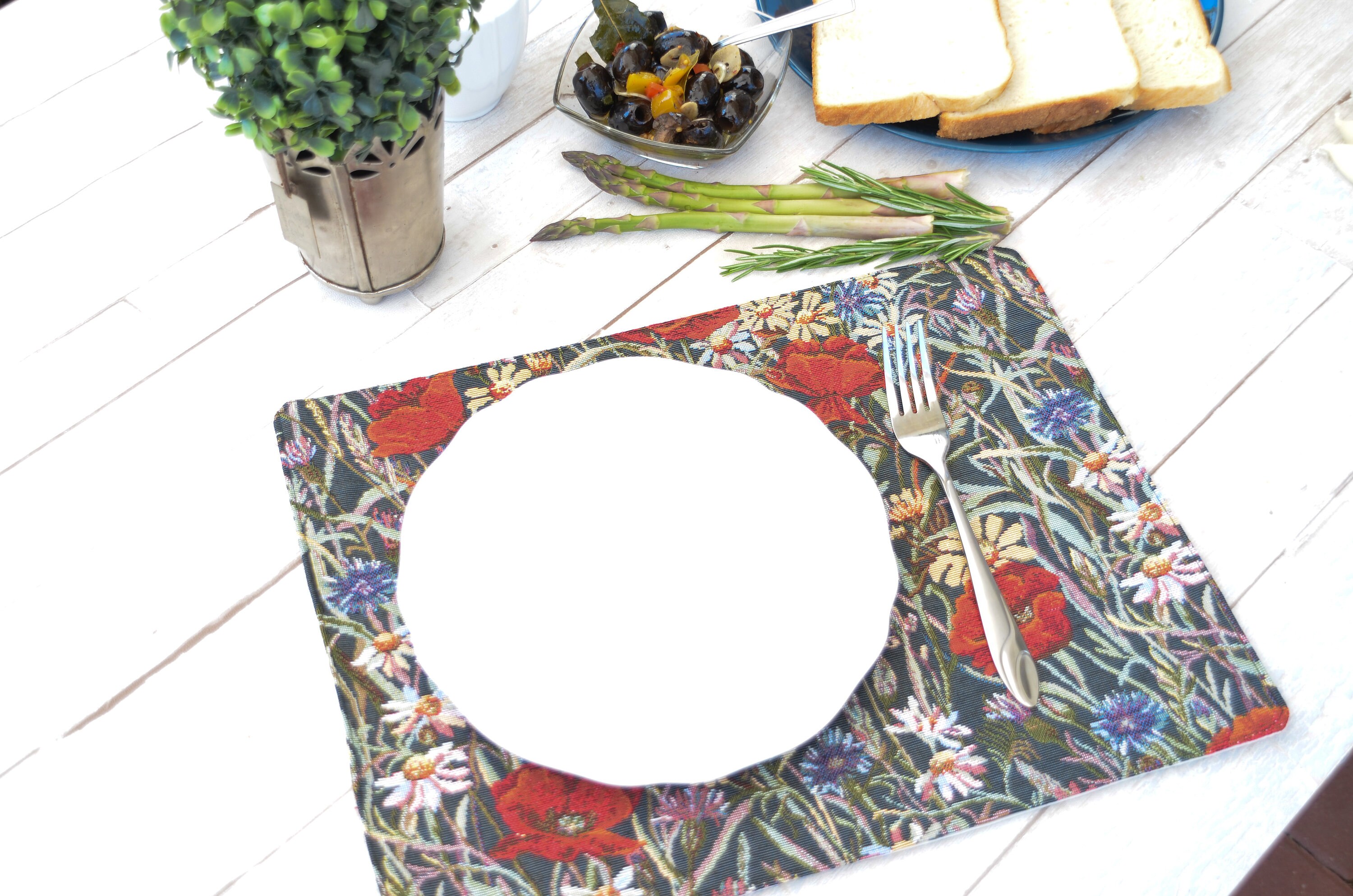 Botanical tapestry placemat washable floral outdoor placemat Etsy