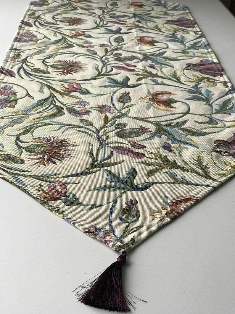 Floral tapestry washable Table runner soft and durable Etsy