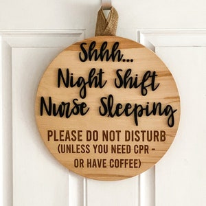 Nurse Sleeping Door Sign, Nurse Sign, Nurse Gift, Nurse Gift Ideas, Night Shift Nurse Sign, Nurse Graduation Gift, Nursing Student Gift, RN