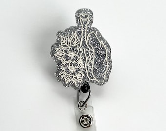 Floral Lungs Badge Reel, Anatomical Lungs Badge Reel, Nurse Badge Reel, Respiratory Therapist Badge Reel, Badge Holder, RT Gift, Nurse Gift