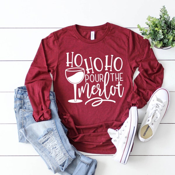 Christmas Long Sleeve Shirt, Christmas Shirts, Christmas Shirts for Women, Holiday Shirts, Long Sleeve Christmas Shirts for Women, Ho Ho Ho