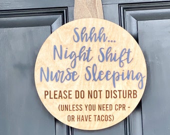 Nurse Sleeping Door Sign, Nurse Sign, Nurse Gift, Nurse Gift Ideas, Night Shift Nurse Sign, Nurse Graduation Gift, Nursing Student Gift, RN