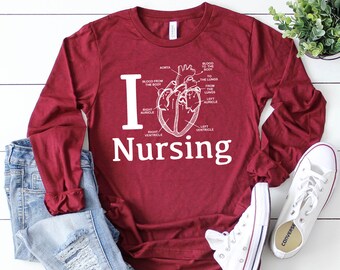 Anatomical Heart, Nurse Shirts, Nurse, Nursing Student, Nurse Gift, Nursing, Registered Nurse, Anatomy, Nurse Grad Gift, RN, LPN,
