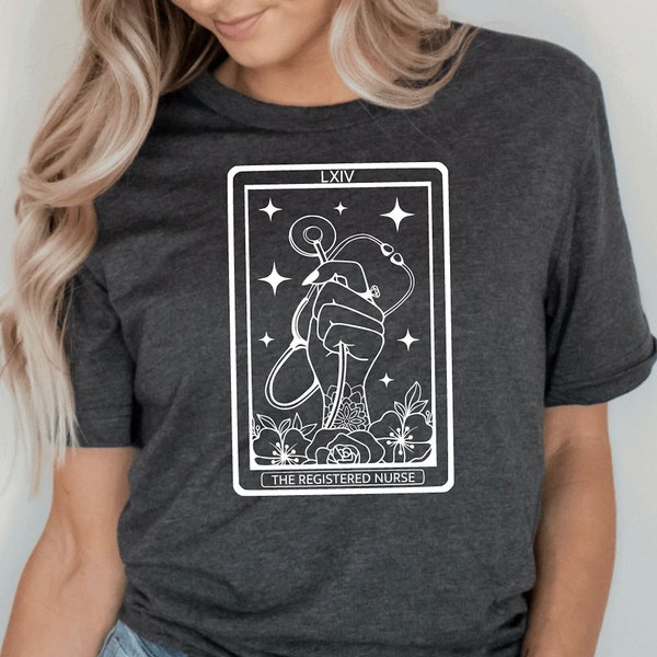 Funny Nurse Shirt, Witchy Nurse Tarot Card Shirt for Work, Registered Nurse Shirt, RN Stethoscope Shirt, Mystical Nurse Shirt, Nurse Gift