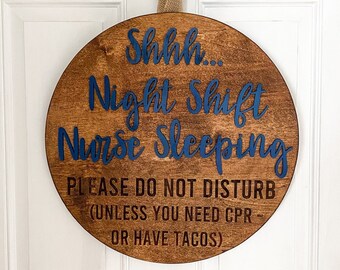 Nurse Sleeping Door Sign, Nurse Sign, Nurse Gift, Nurse Gift Ideas, Night Shift Nurse Sign, Nurse Graduation Gift, Nursing Student Gift, RN