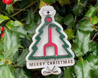 Nurse Christmas Ornament, Nurse Ornament, RN Ornament, Merry Christmas Ornament, Stethoscope Ornament, Nurse Gift, Nurse Christmas Gift, LPN
