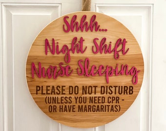 Nurse Sleeping Door Sign, Nurse Sign, Nurse Gift, Nurse Gift Ideas, Night Shift Nurse Sign, Nurse Graduation Gift, Nursing Student Gift, RN