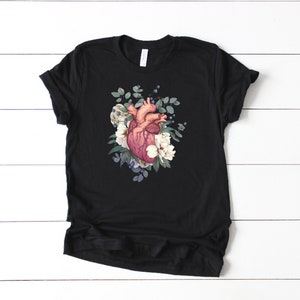 Floral Anatomical Heart Shirt, Anatomical Heart Nurse Shirt, Cardiac Nurse Shirt, Floral Anatomy Shirt, ICU Nurse Shirt, ER Nurse Shirt, RN