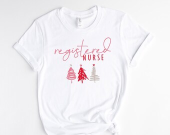 Camiseta navideña de enfermera registrada, camiseta navideña de enfermera, camiseta navideña de enfermera registrada, ideas de regalos para enfermeras, enfermera de UCI, enfermera de pediatría, camiseta navideña de enfermera,